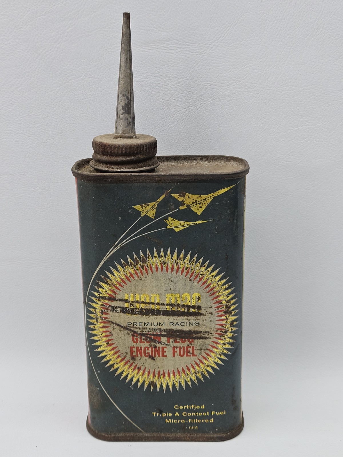 Vintage 1959-63 AMF Wen-Mac Glow Plug Model Airplane Fuel Can 1/2 Pint