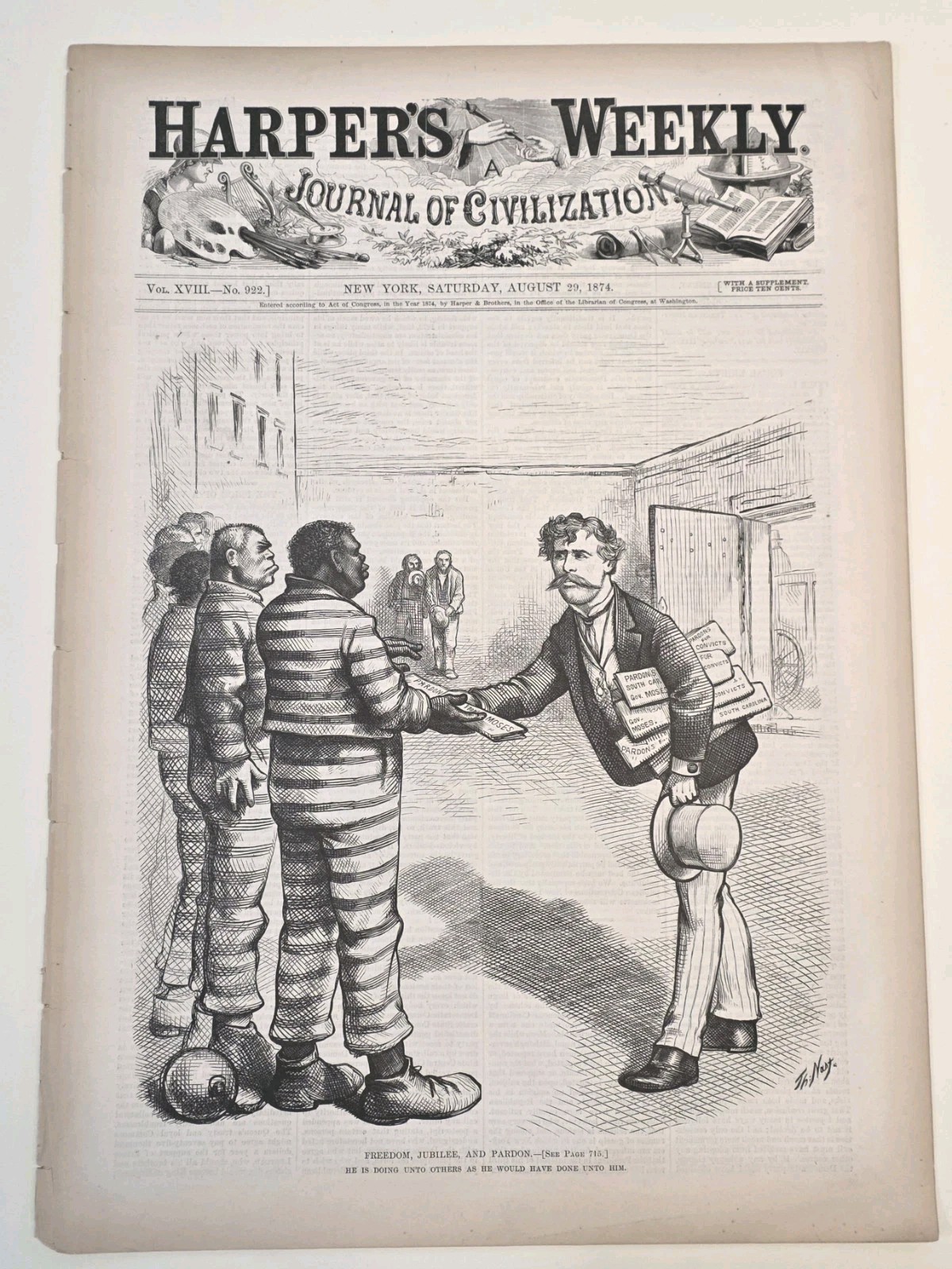Harpers Weekly August 29, 1874 Full Magazine With Harpers Weekly August 29, 1874 Full Magazine With