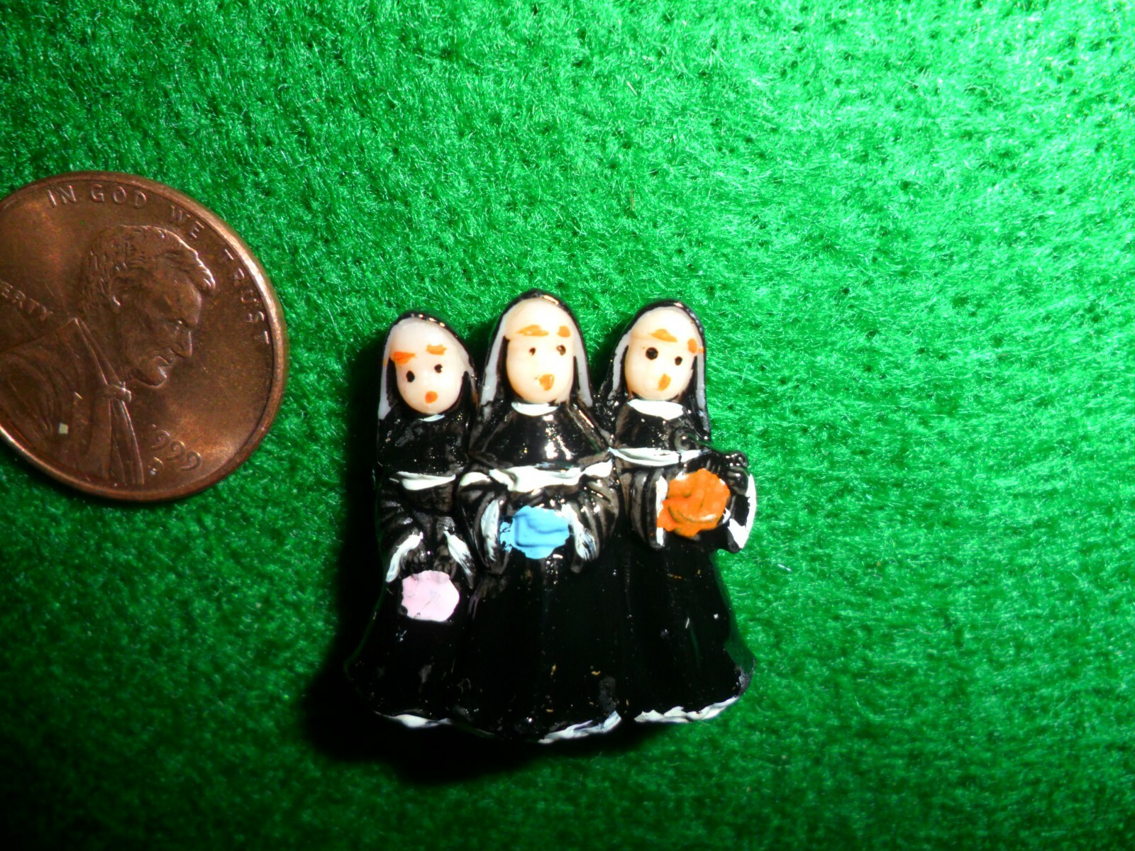 Vintage Miniature Plastic Trio of Singing Nuns