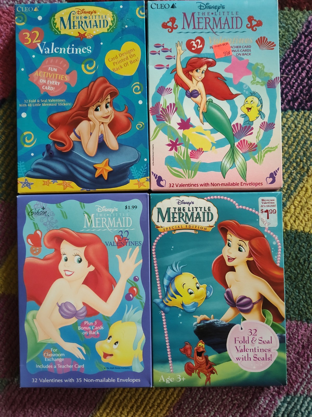 New Lot Of 128 Vtg 90s Disney Valentine Cards The Little Mermaid Ariel Sebastian