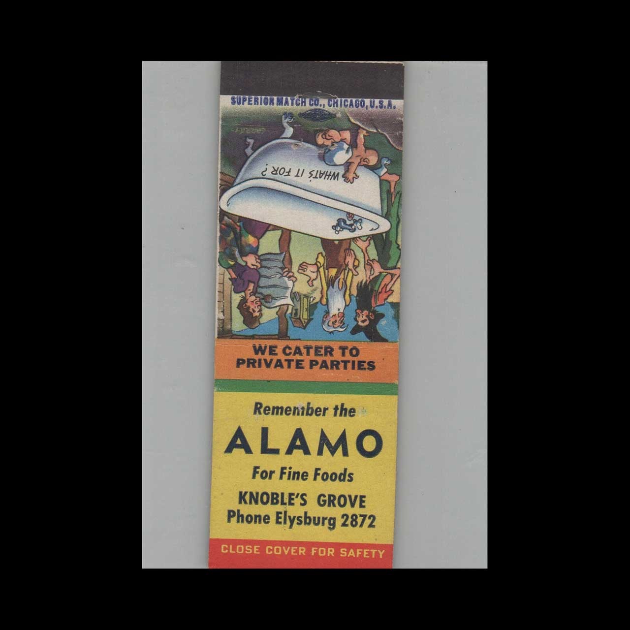 Matchbook Cover Alamo For Fine Foods Knoble\'s Grove
