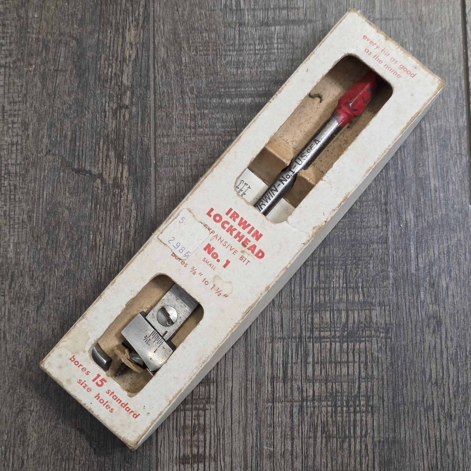 Vintage Irwin Lockhead Expansive Bit No. 1 Small Wood Auger Brace Original Box Vintage Irwin Lockhead Expansive Bit No. 1 Small Wood Auger Brace Original Box