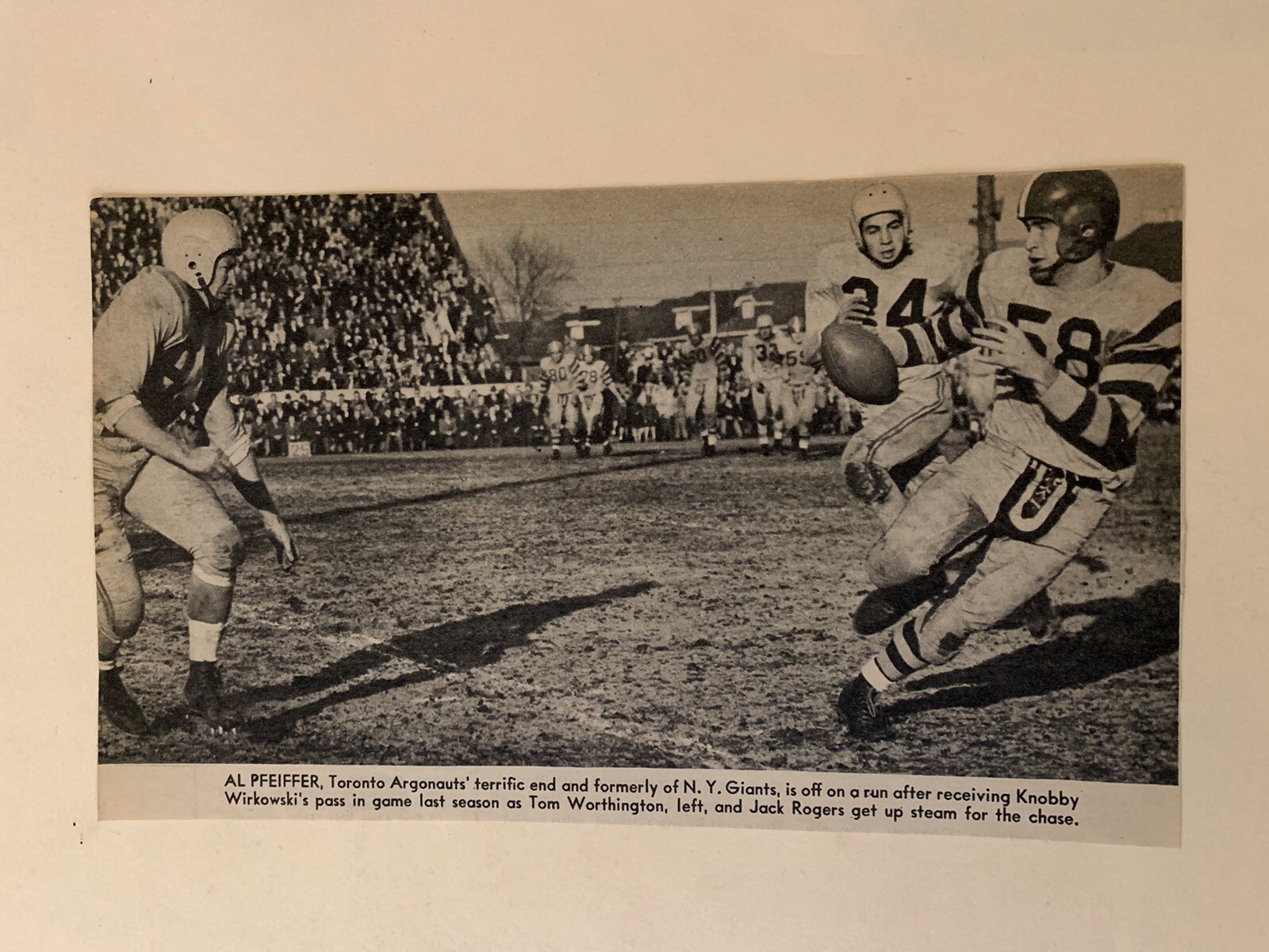 Al Pfeiffer Worthington Rogers Toronto 1954 S&S Football Pictorial CO Panel