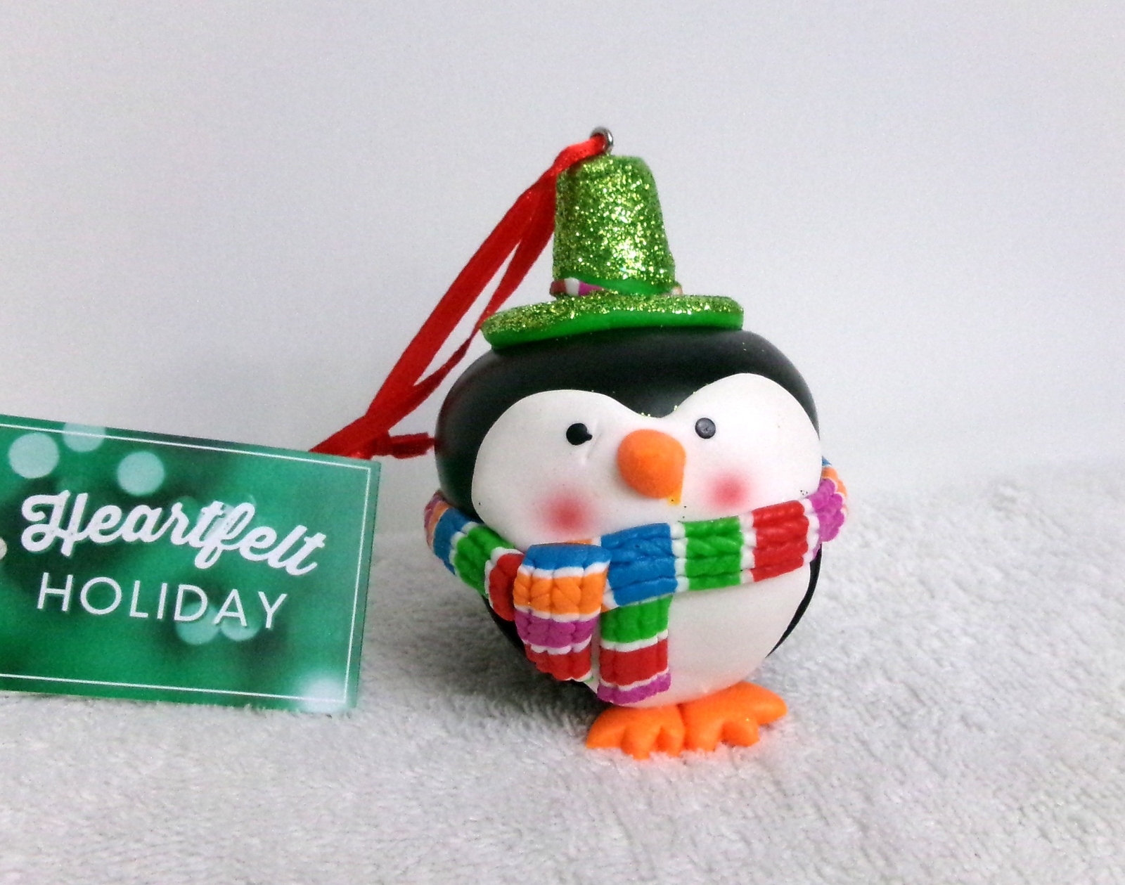 CUTE COLORFUL PENGUIN JINGLE BELL CHRISTMAS ORNAMENT NEW