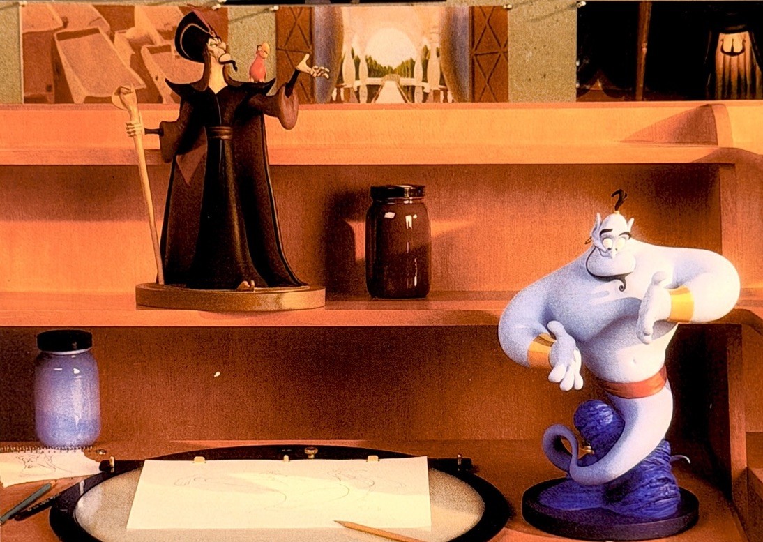 Aladdin Animation Maquettes Disney 1990s Art Announcement Card Jafar Genie