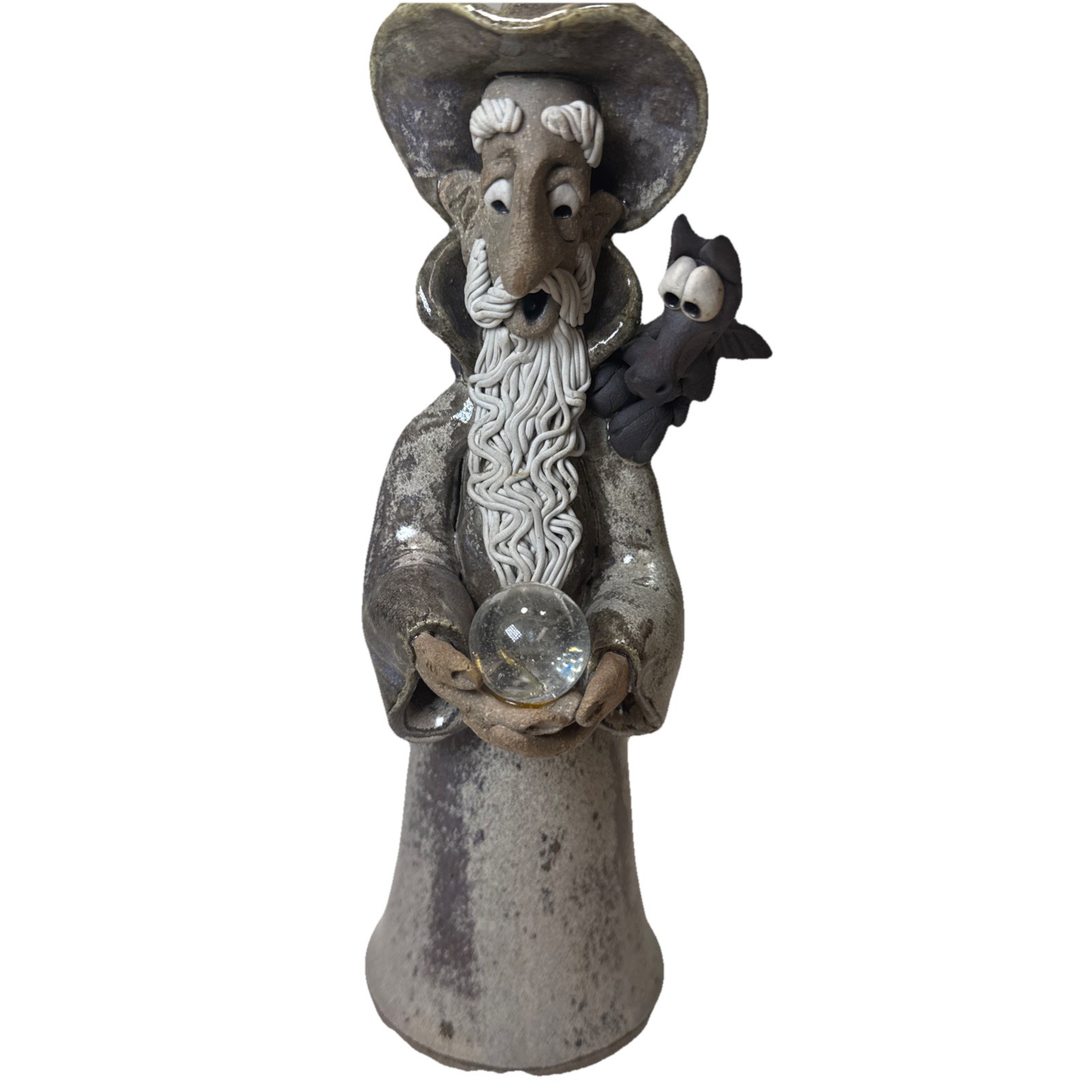 Vintage \'89 Melissa Hogenson Handmade and Signed Wizard with Dragon Bell