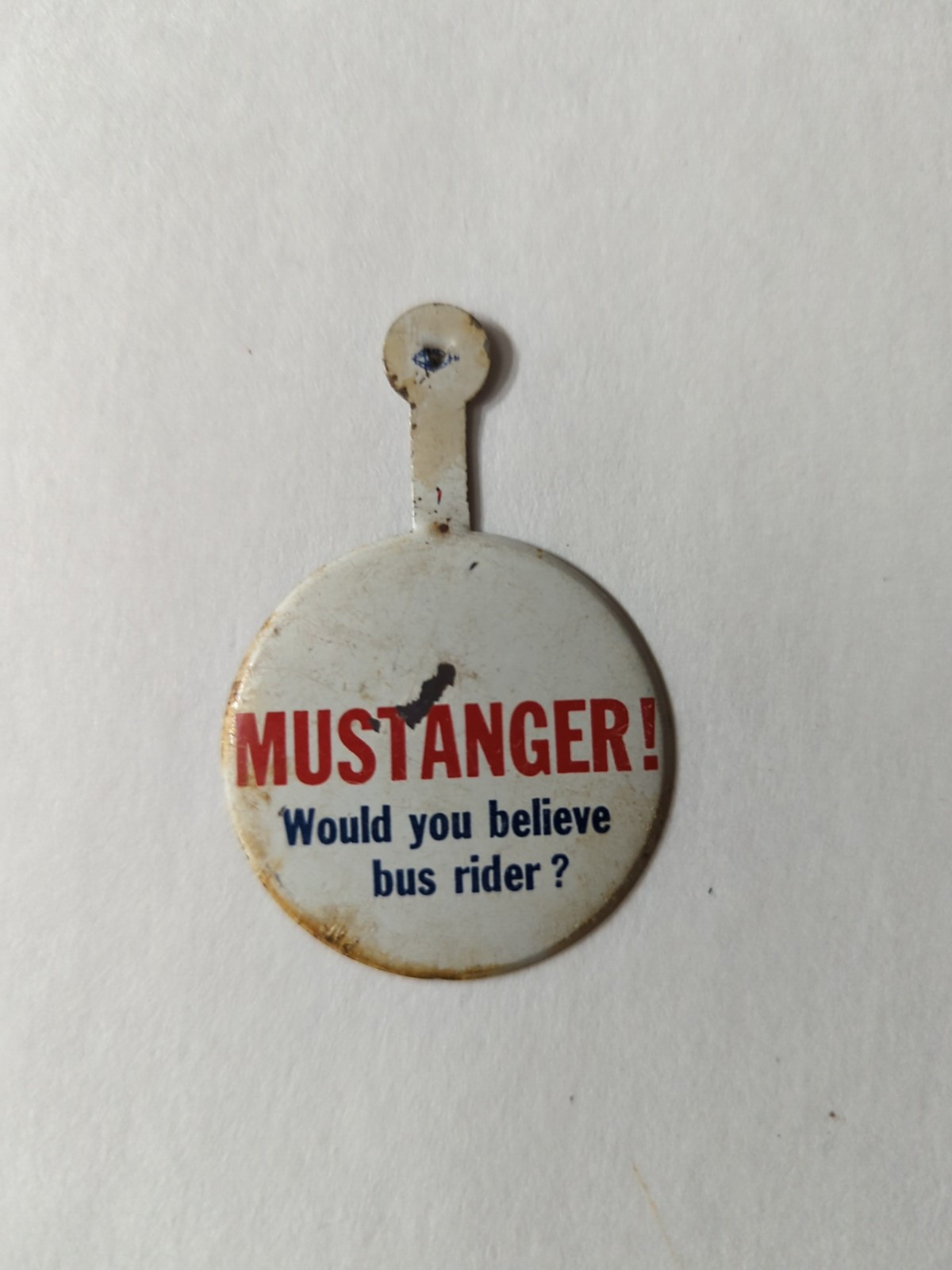 Vintage 1960s Ford Mustang Advertising Tab, Button, Mustanger Vintage 1960s Ford Mustang Advertising Tab, Button, Mustanger