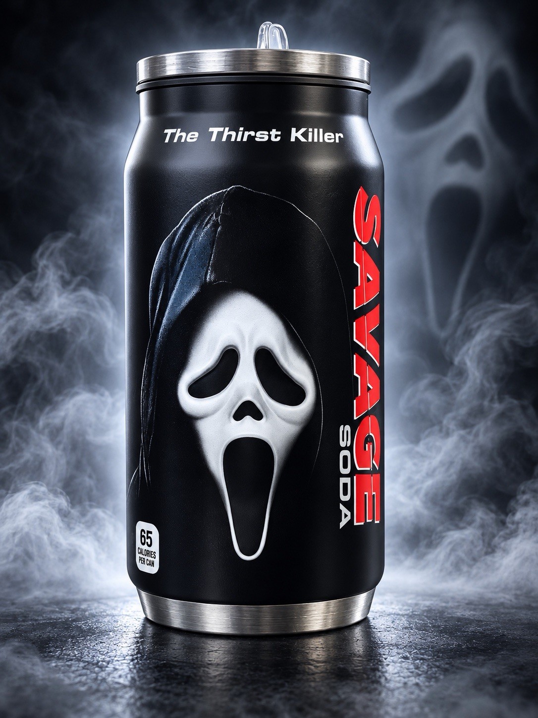 NEW HTF Spirit Halloween Ghost Face Scream 12oz Reusable Tumbler “soda” Can