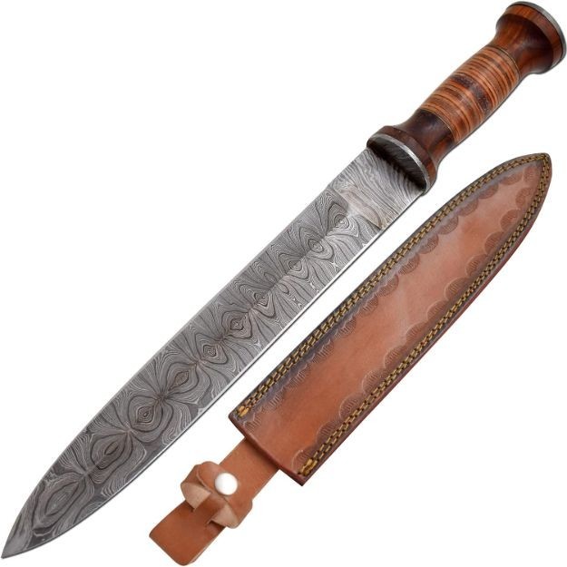 Wild Turkey Handmade Real Damascus Full Tang Mini Sword-Doller Sheet Handle