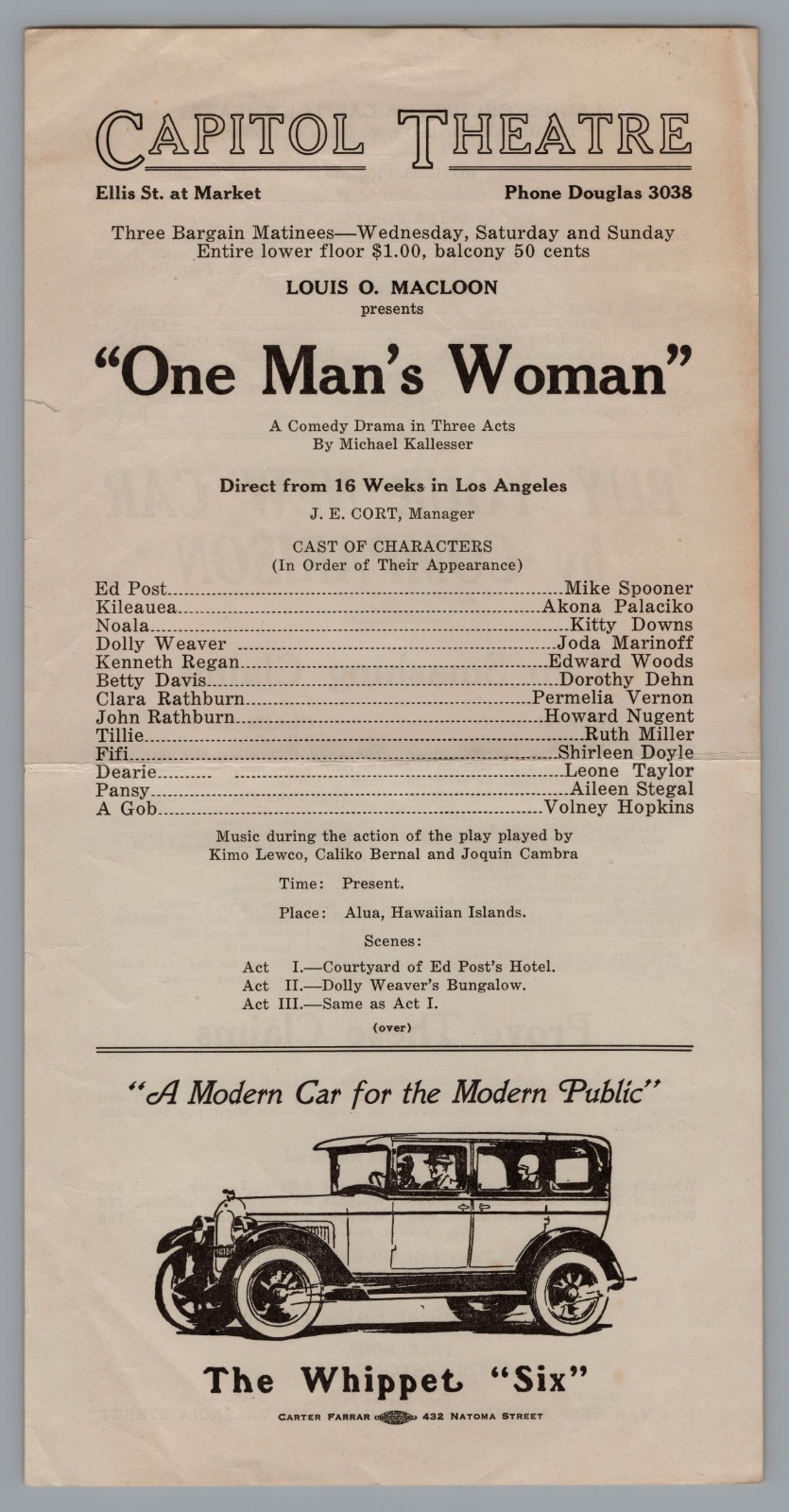 1920s Capitol Theatre Schedule 1920s Capitol Theatre Schedule