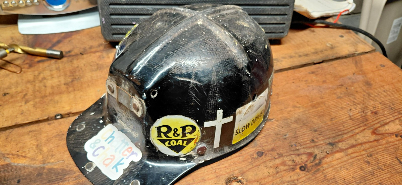 Vintage Low Vein L2 Black Mining Hard Hat Helmet w/ R&P Coal, UMWA