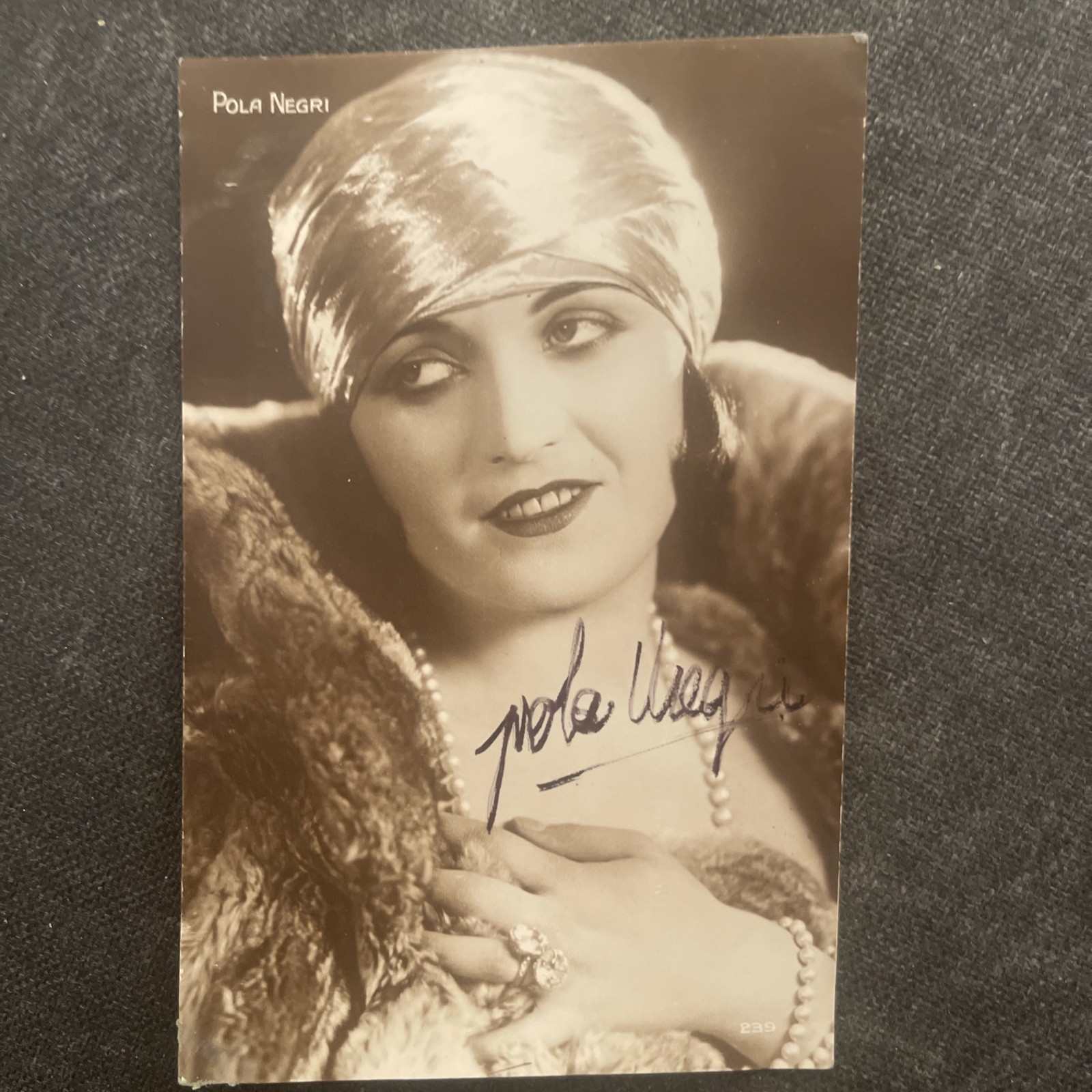 Vintage Pola Negri Cinema Postcard Autograph Signature Dedication