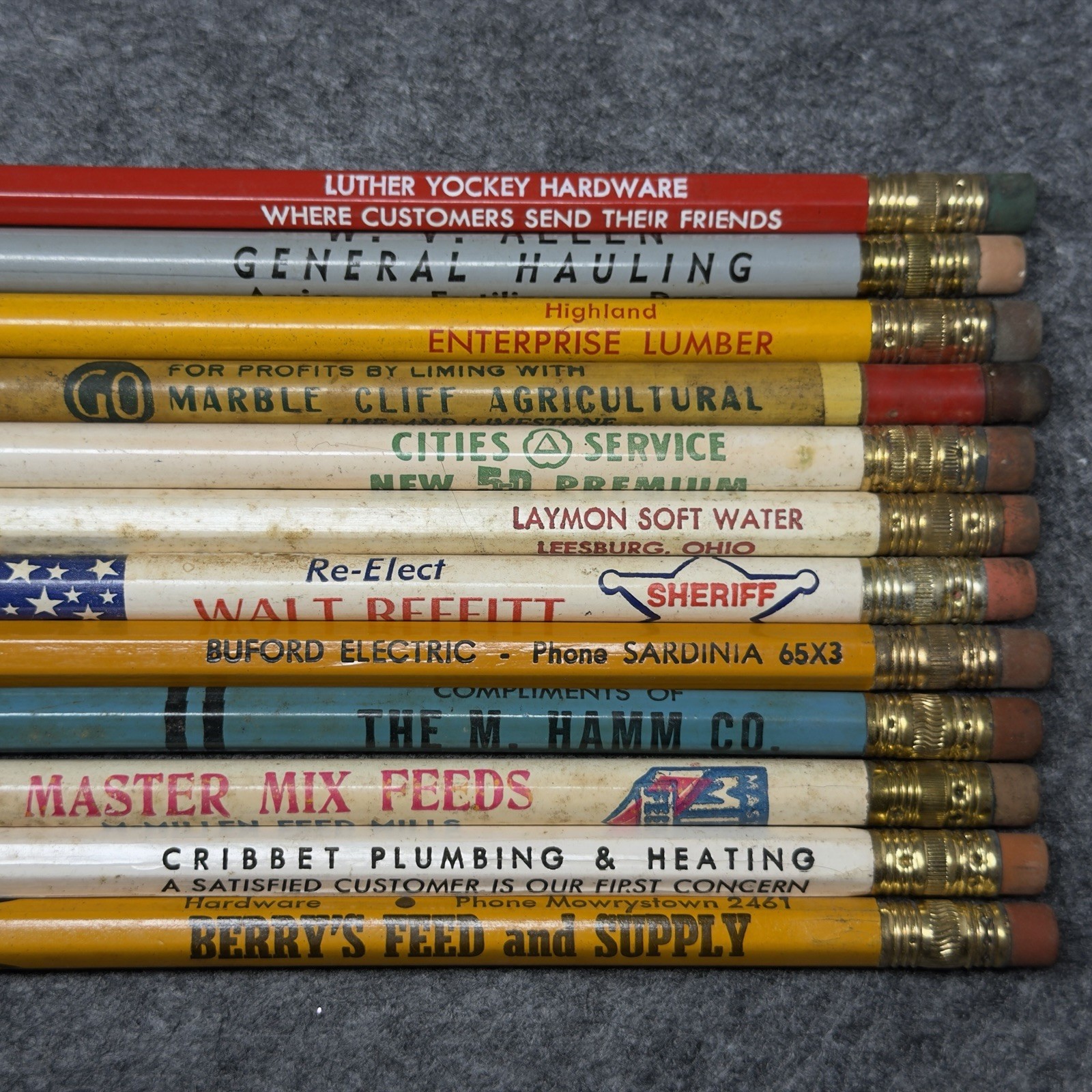 Lot of 12 Vintage Advertising Pencils Mixed Local Businesses Rare