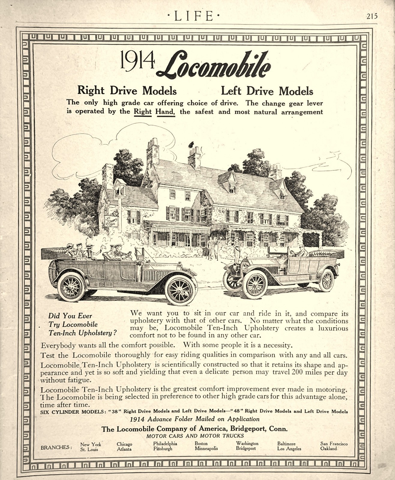 1914 Locomobile Car Ad Luxury Auto Life Magazine Aug 1913 Vintage Auto Ephemera