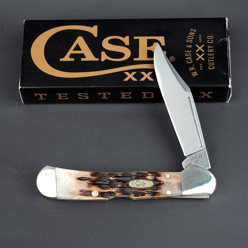 Case XX Peach Seed Jig Amber Bone Mini CopperLock® Pocket Knife NIB - 00133 Case XX Peach Seed Jig Amber Bone Mini CopperLock® Pocket Knife NIB - 00133