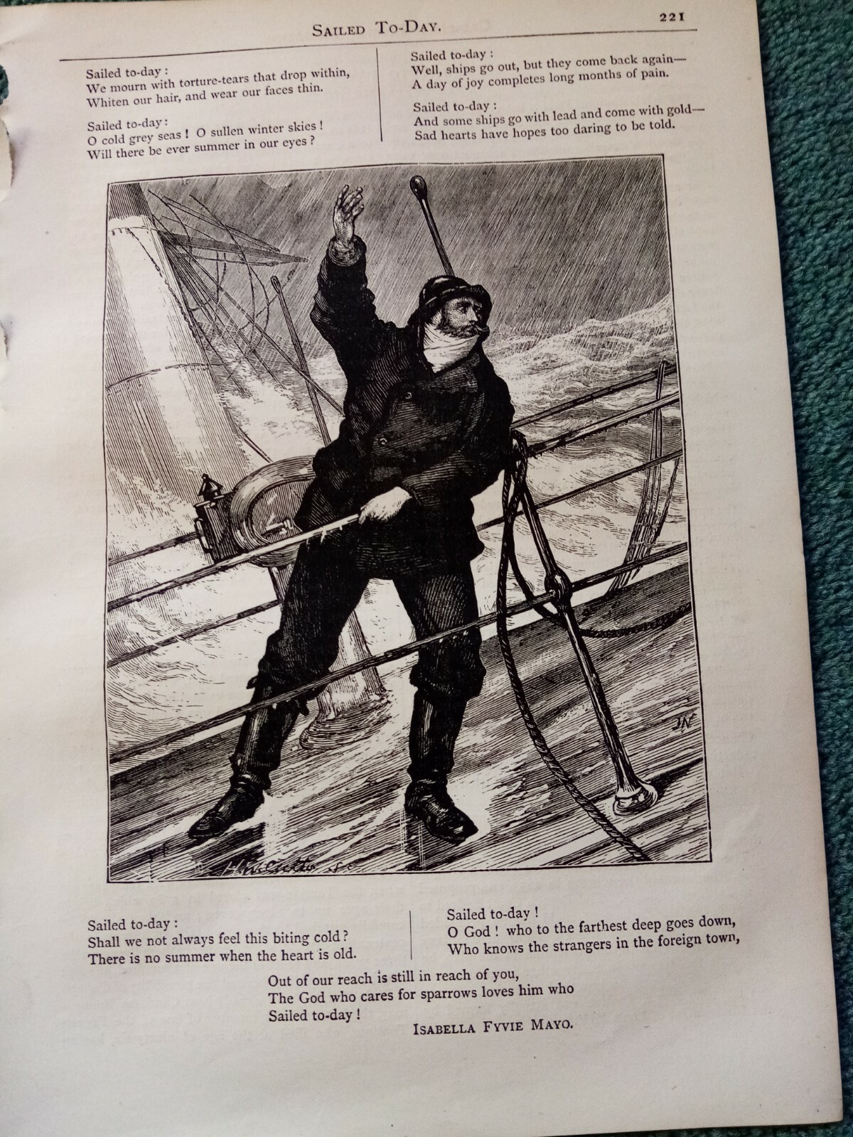 Hs18 Ephemera 1870s picture sailed today isabella Fyvie mayo 
