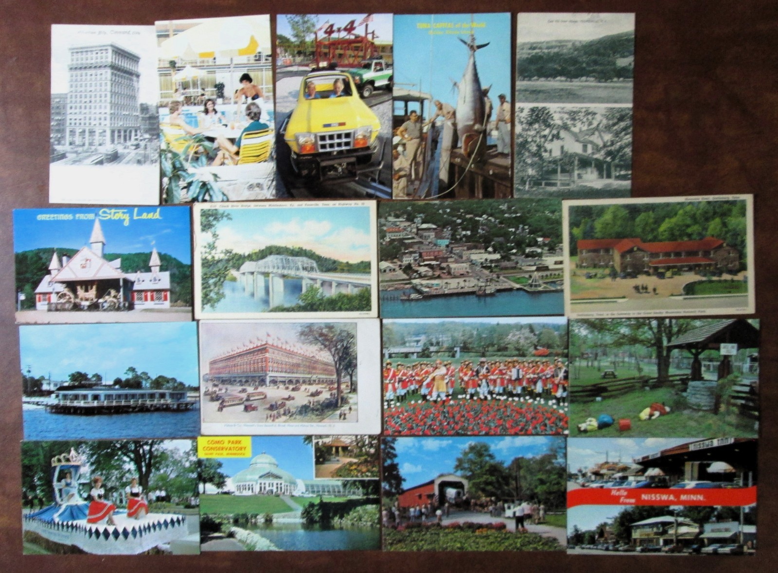 101 ROADSIDE / AMERICANA Postcards Lot - AMUSEMENT PARK / MOTEL / STREET / STORE