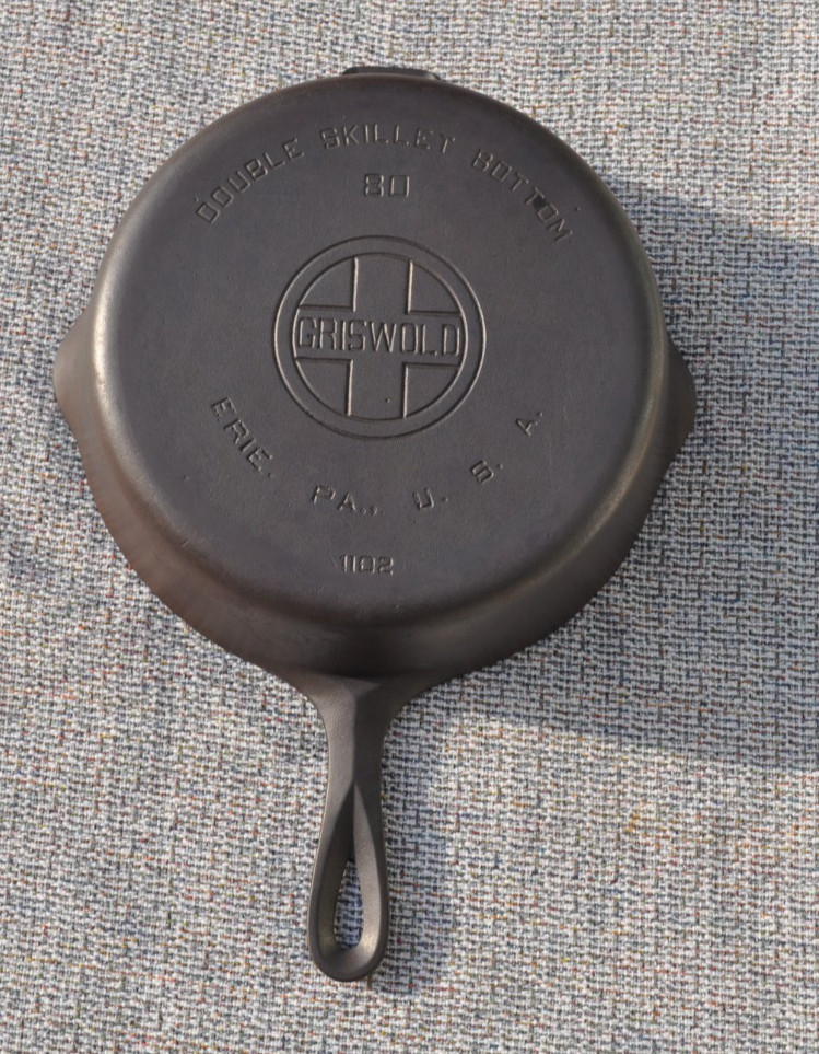 Vintage Griswold cast iron double skillet 80 large logo bottom only 1102 Vintage Griswold cast iron double skillet 80 large logo bottom only 1102