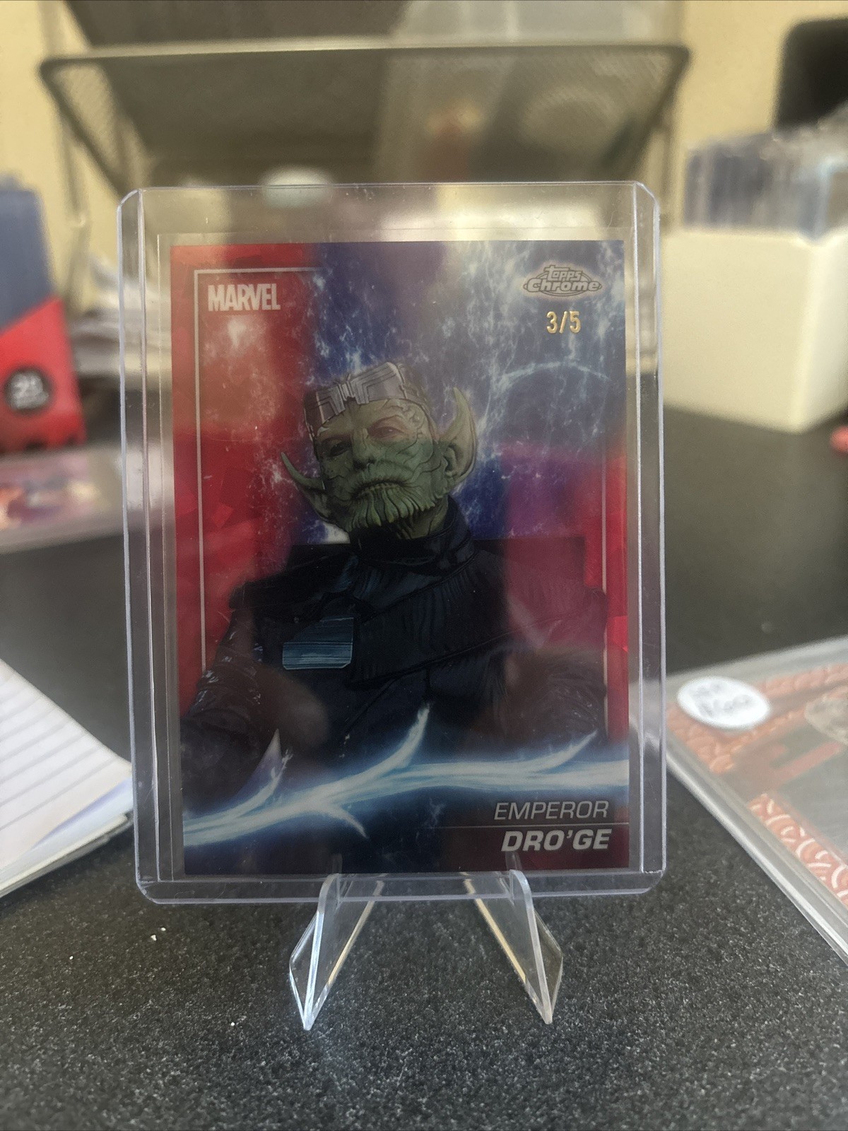2025 Topps Chrome Marvel Studios Sapphire Emperor Dro’ge Red #/5
