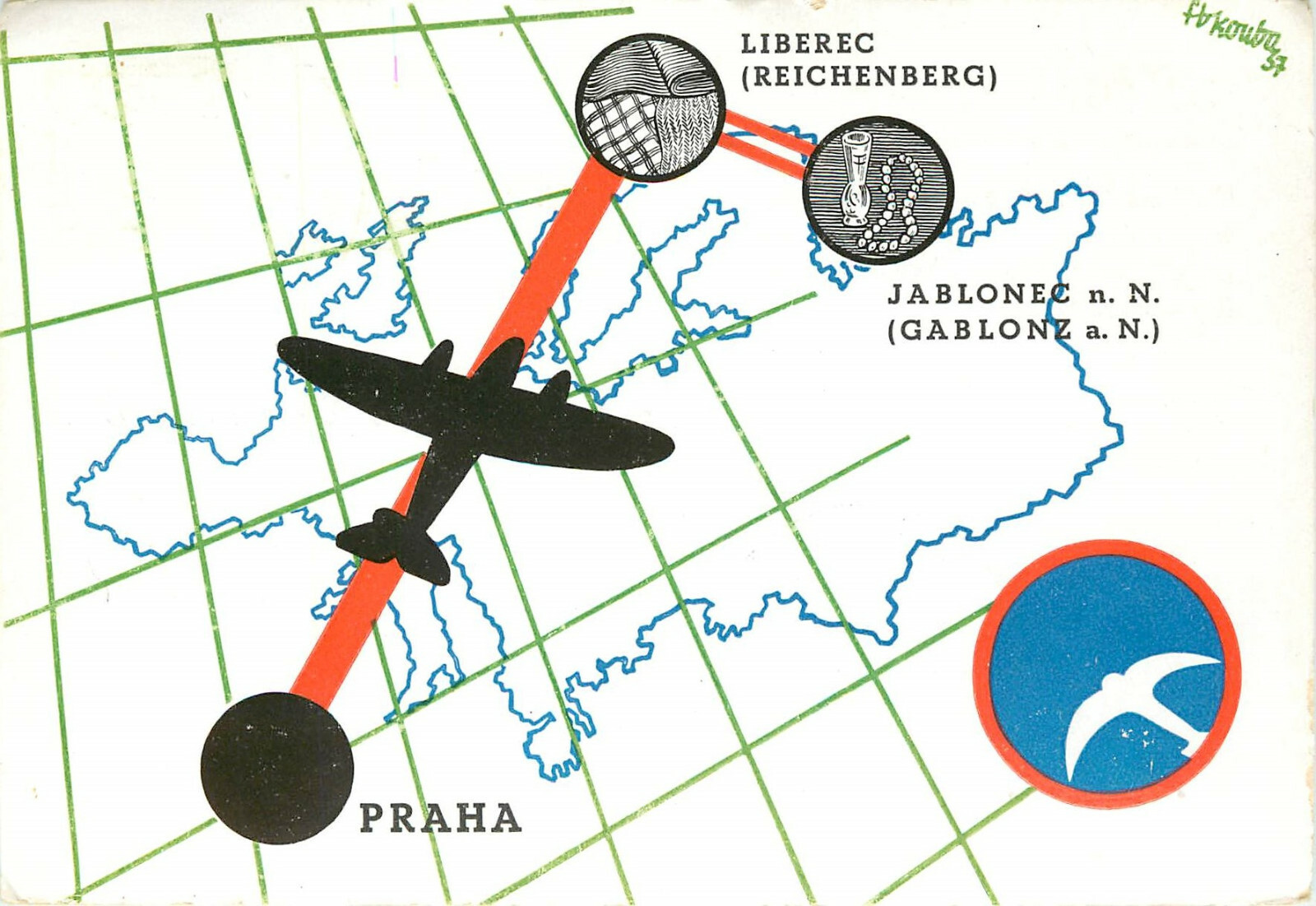 Postcard Czechoslovakian Ceskosloveske Statni Aerolinie Airlines CSA Aviation Postcard Czechoslovakian Ceskosloveske Statni Aerolinie Airlines CSA Aviation