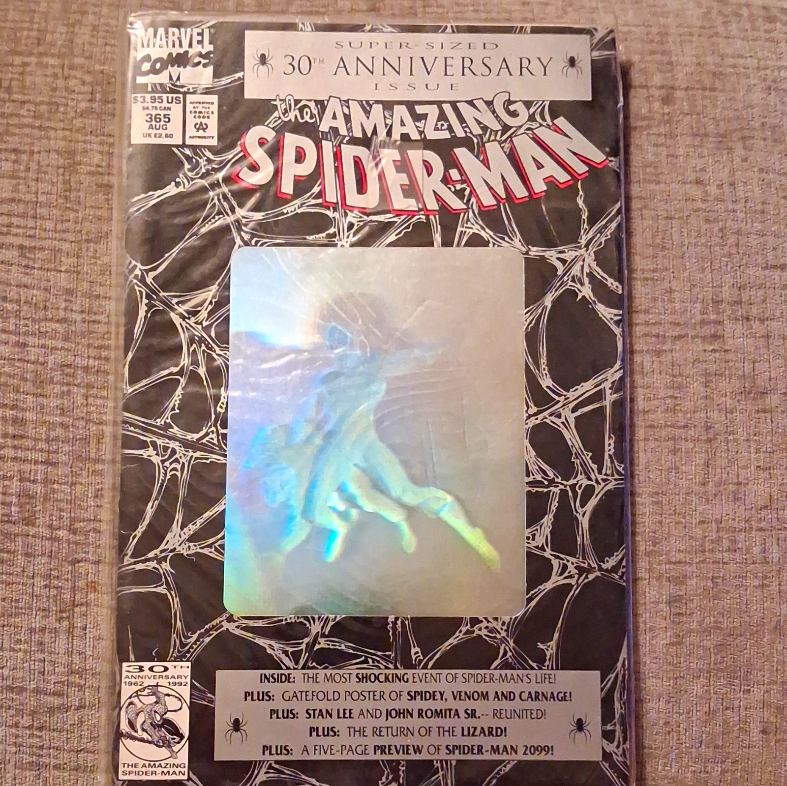 Marvel Comics The Amazing Spider-Man #365 30th Anniversary 1992 Hologram Poster