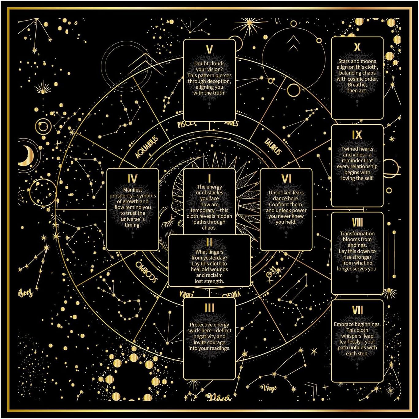 Tarot Tablecloth, 24.8X24.8In Altar Cloth Sacred Divination Cloth