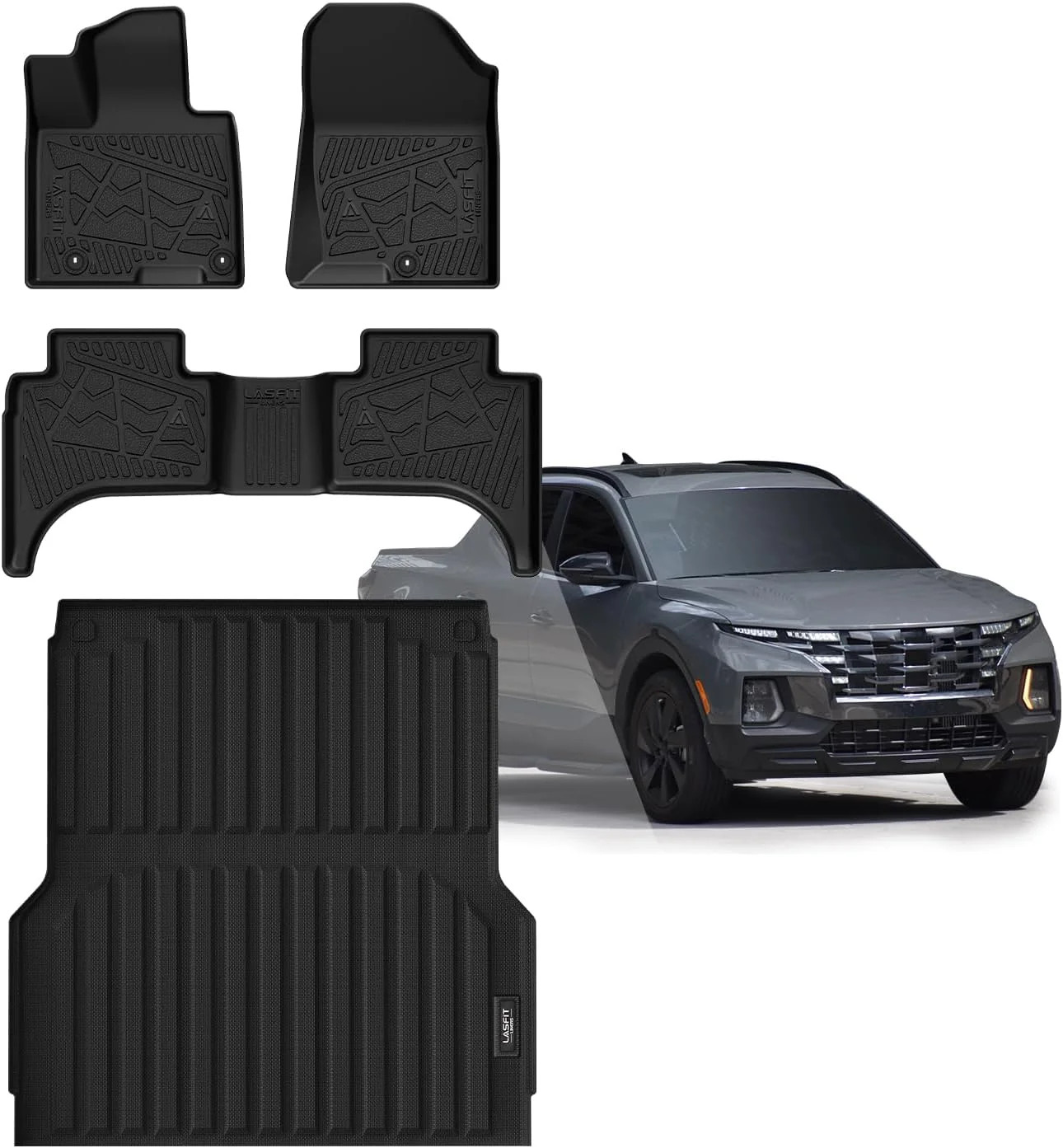 LASFIT Floor Mats & Bed Mat (4.3FT) for Hyundai Santa Cruz 2026 2025 2024 2023 2