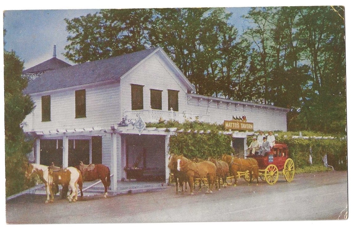 Los Olivos California c1950\'s Mattei\'s Tavern, Inn, horse drawn carriage Los Olivos California c1950\'s Mattei\'s Tavern, Inn, horse drawn carriage
