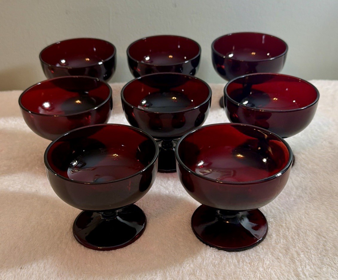 VTG Anchor Hocking Royal Ruby Red Dessert Cups. ***