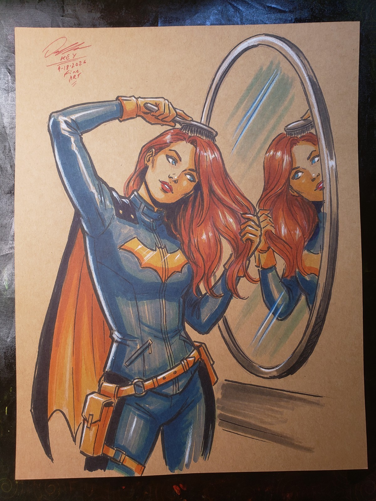 Batgirl Original Fine Art  Signed 8.5x11 COA 