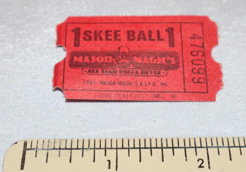 RARE 1981 Major Magic Skee Ball Prize Ticket 1980s Pre Chuck E Cheese Vintage