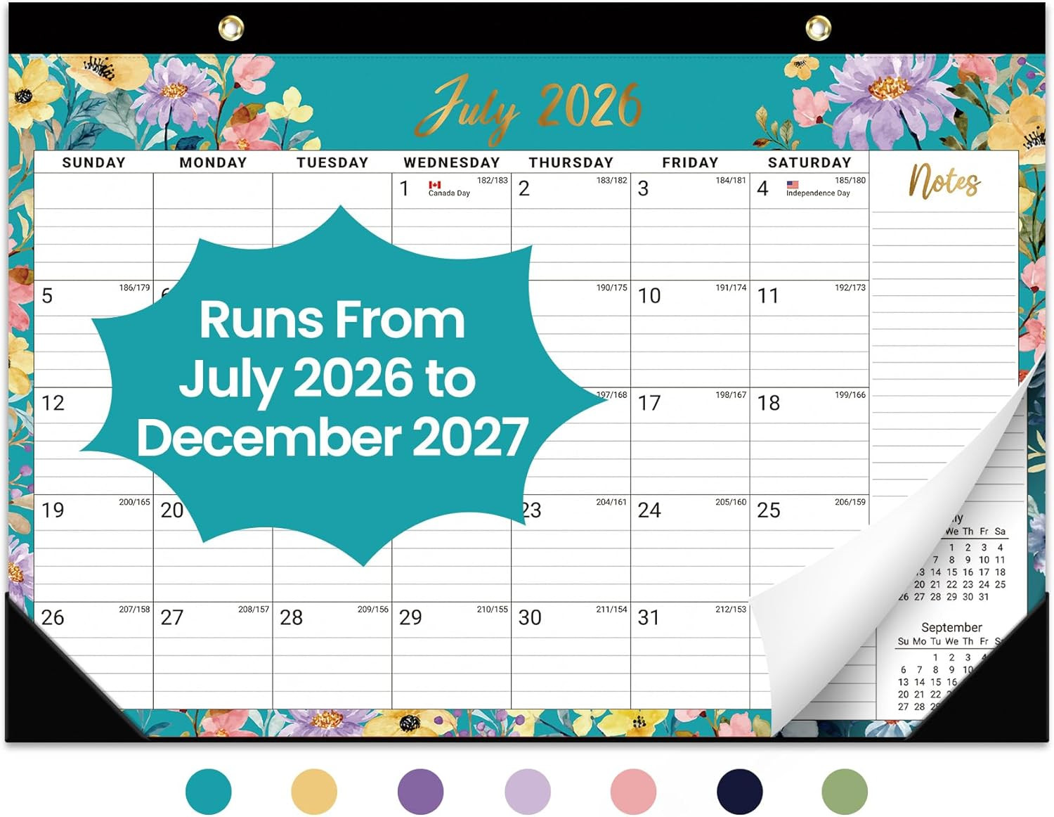 Desk Calendar 2026-2027, Jul 2026-Dec 2027, 18-Month, 17\