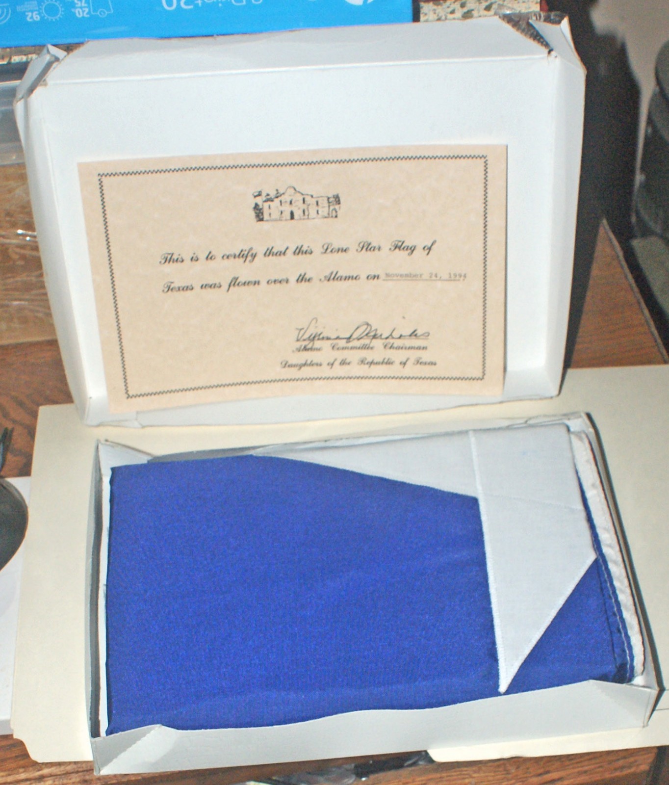 Texas flag flown over the Alamo Nov. 25. 1994 Texas flag flown over the Alamo Nov. 25. 1994