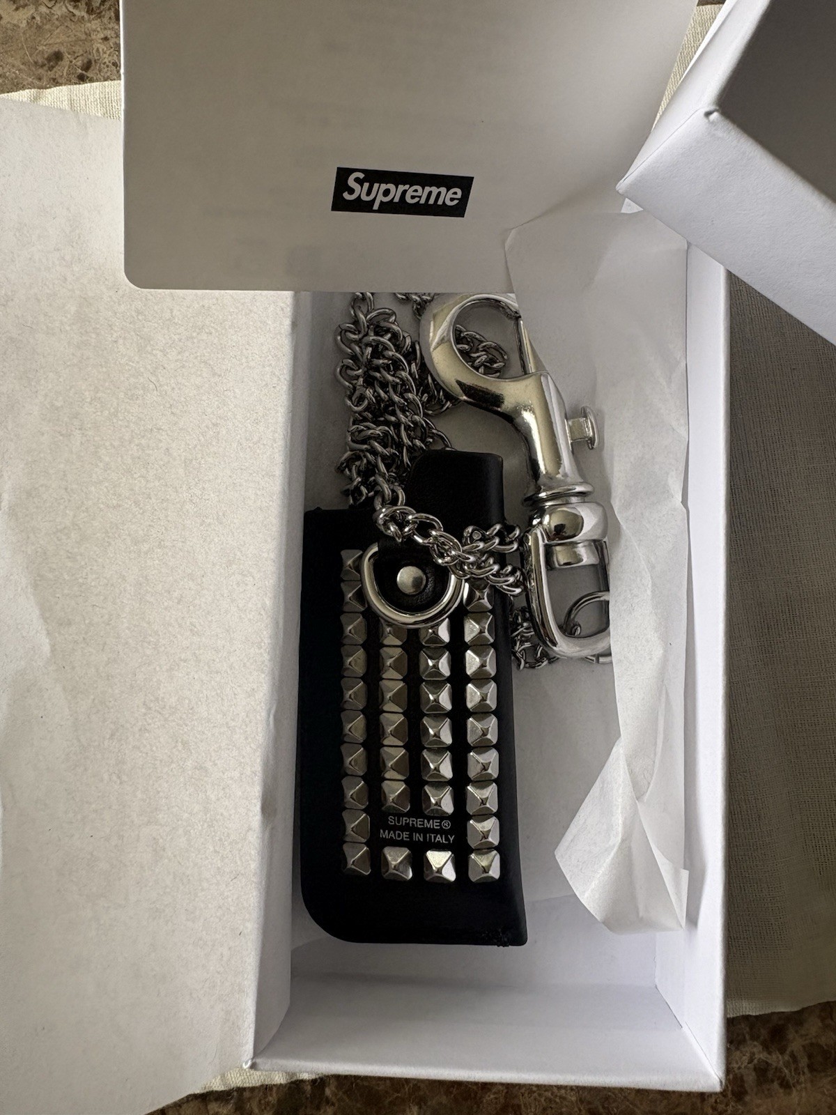 Supreme Studded Leather Lighter Holder Black Red White 3colors 26SS