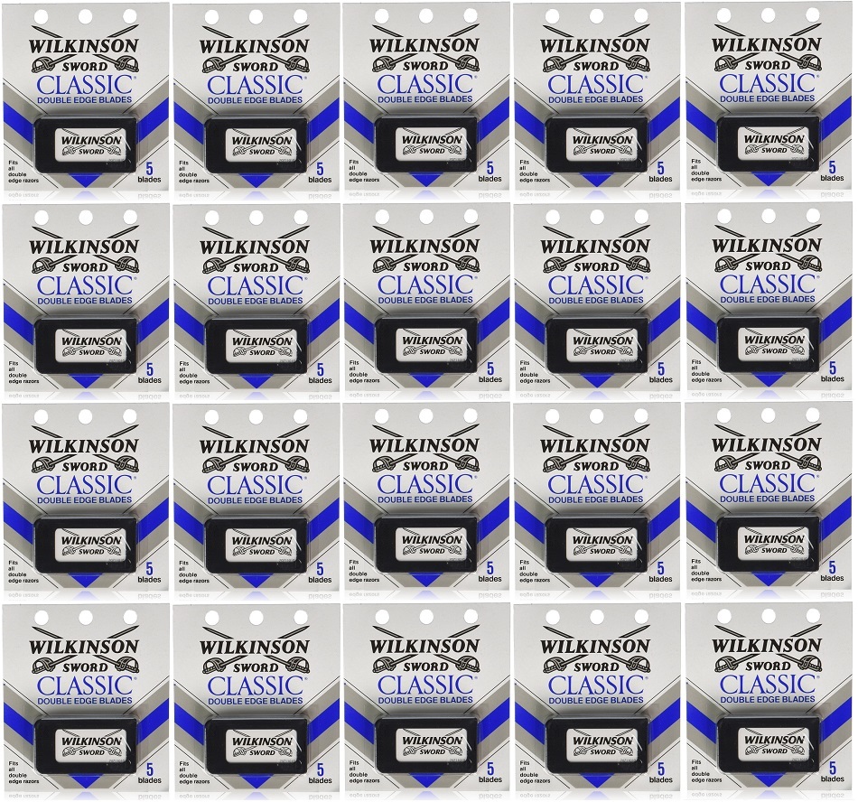100 Wilkinson Sword CLASSIC Double Edge Razor Blades - 20 packs of 5 =100