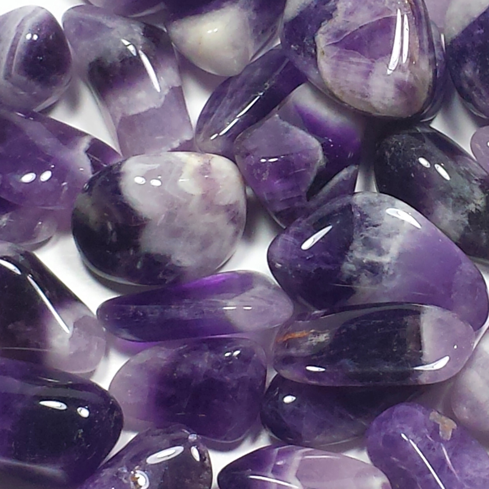 Chevron Amethyst Tumbled Stones, Polished Crystals, 8 oz Lot