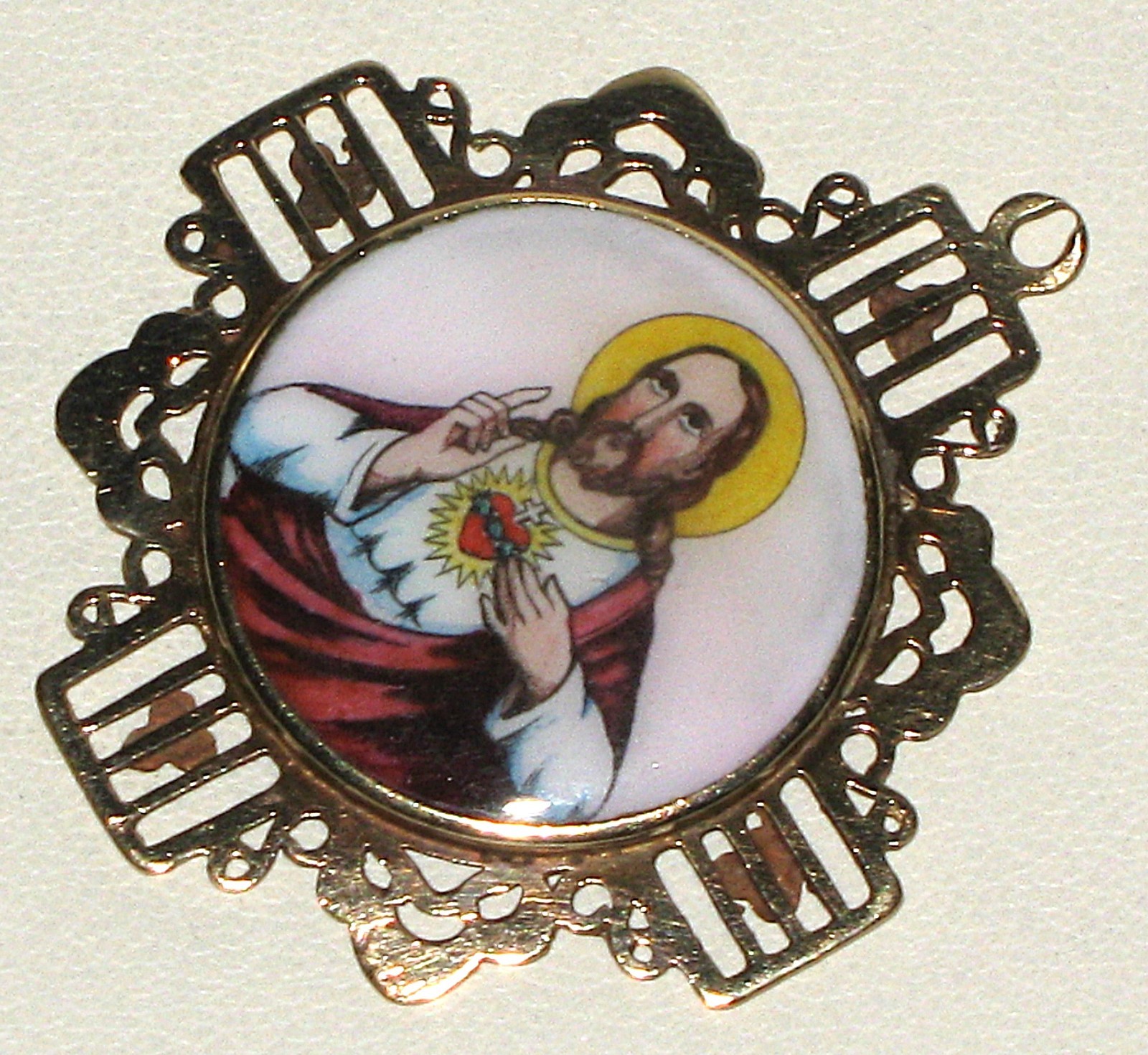 RARE Large One of a Kind Antique 14 kt GOLD Religious Double Sided JESUS Pendant