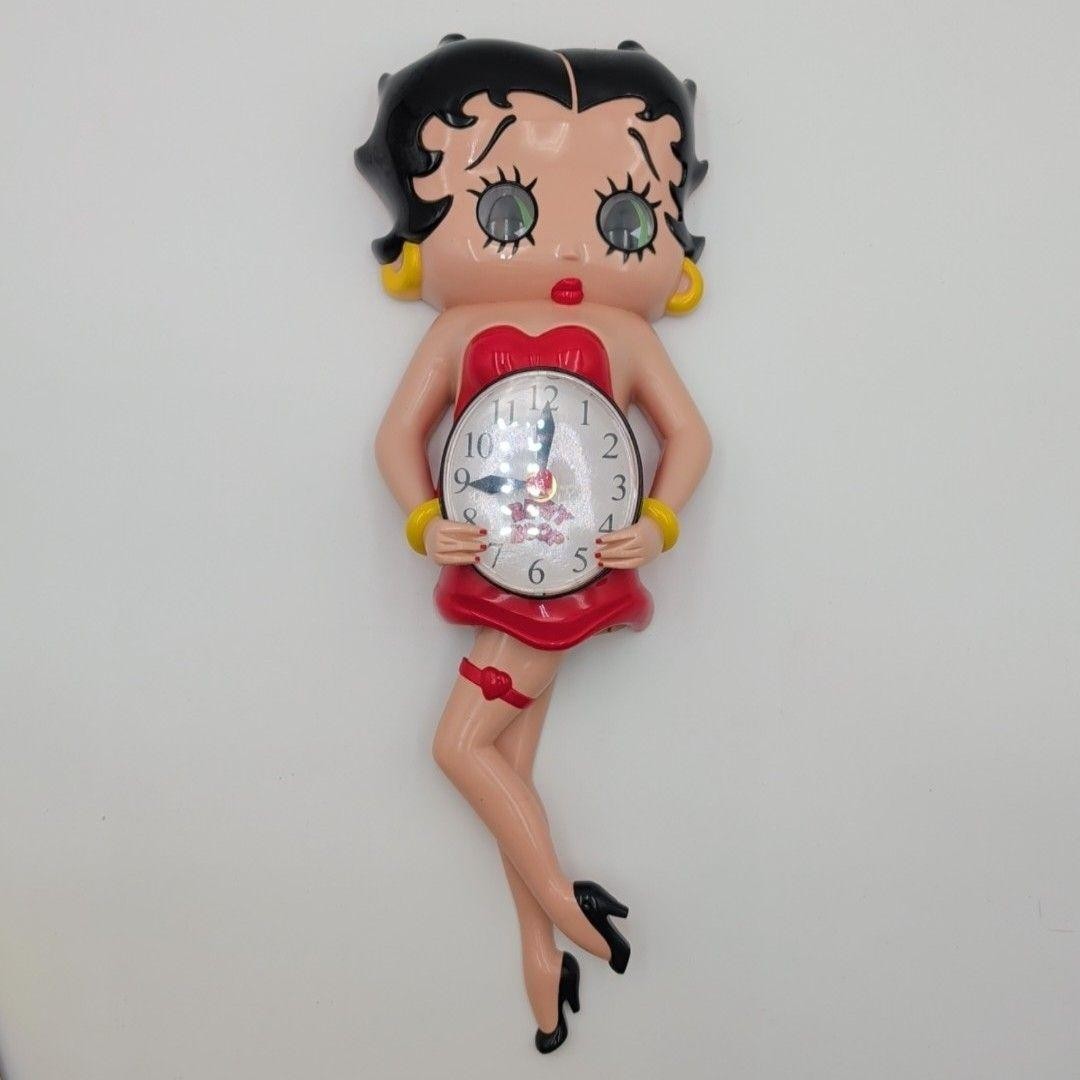 Betty Boop Wall Clock Red Dress 2008 Analog Pop Art Plastic As Is Pendulum