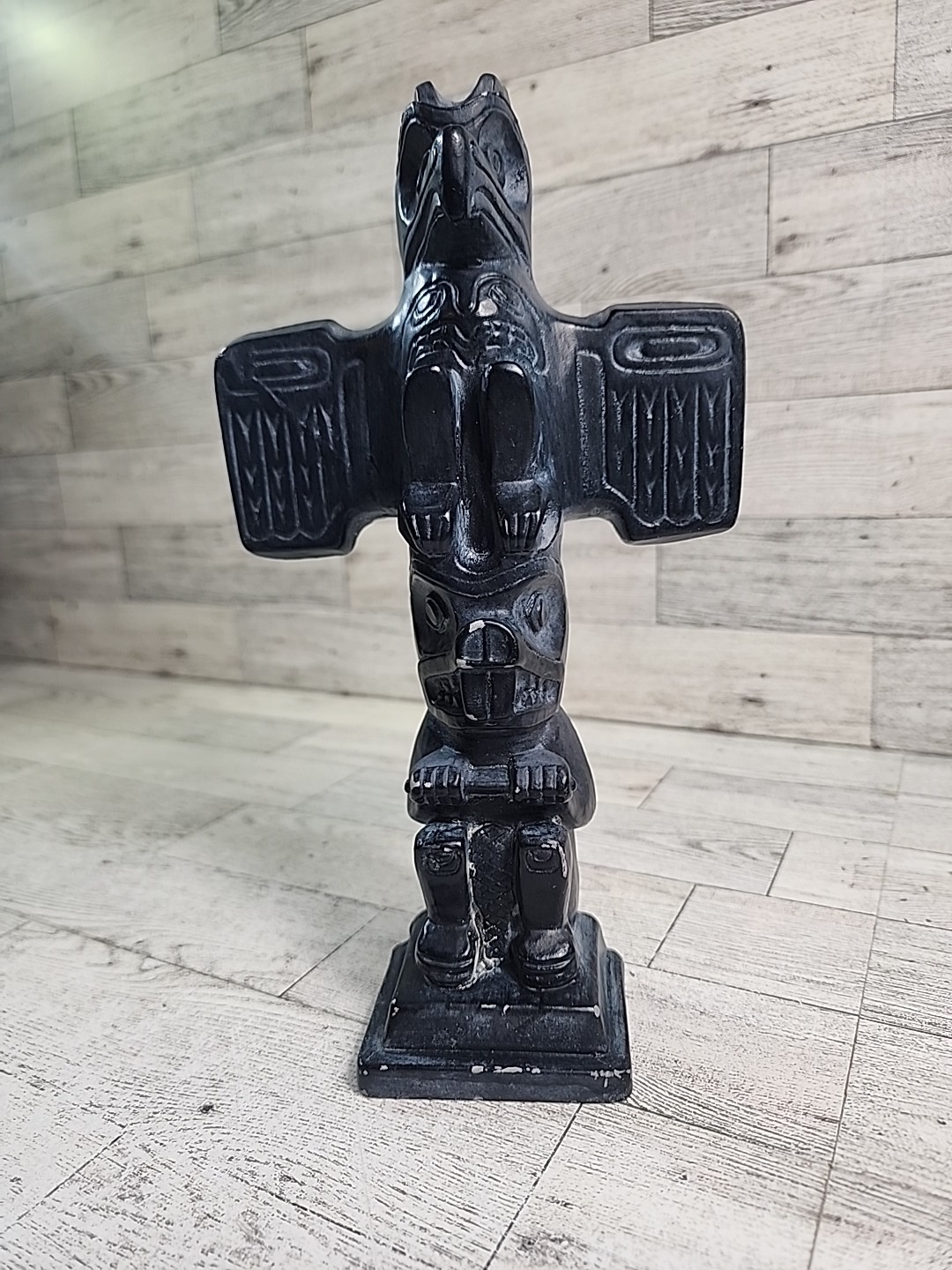 Vintage ABBOTT Canada Hand Carved Stone Totem Pole 9