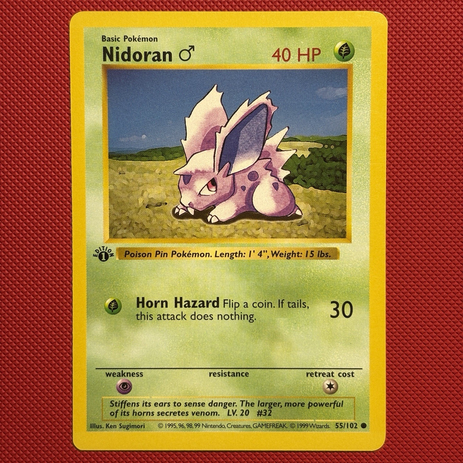 Pokémon Vintage 1st Edition Nidoran M 055/102 Base Set Wotc 1999