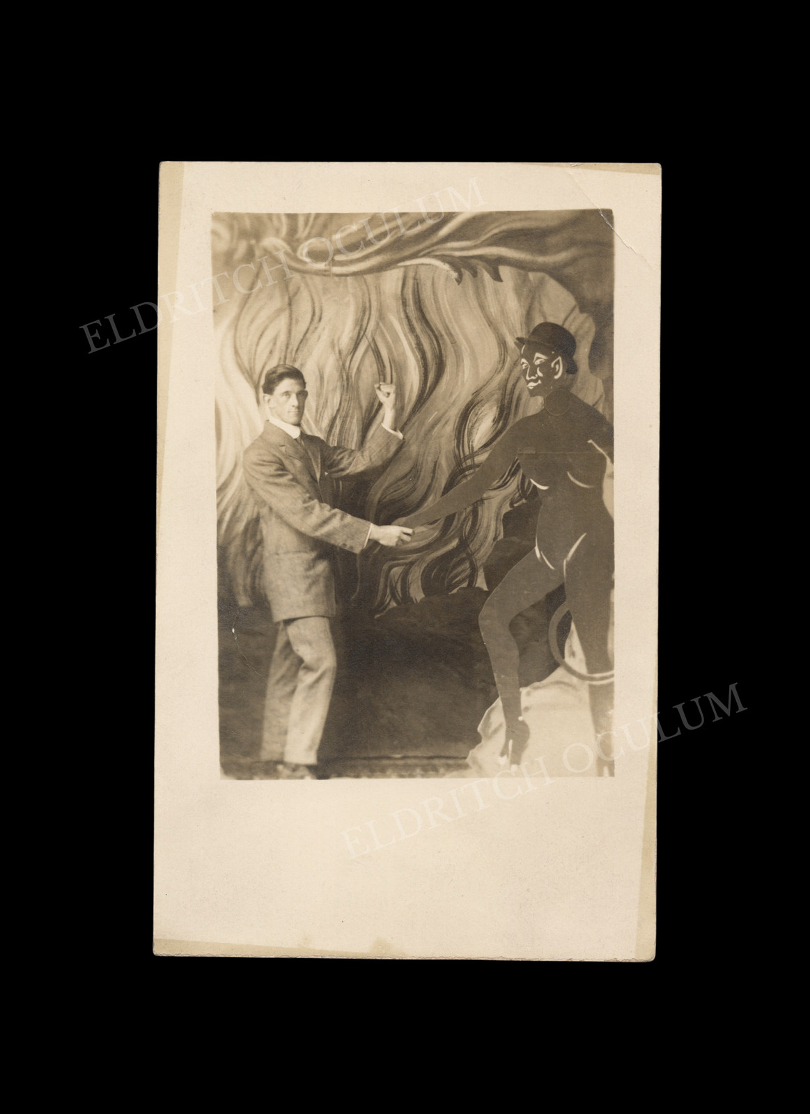 Pact with the Devil, real-photo postcard, c. 1915 Satan Deal Unusual Occult Art