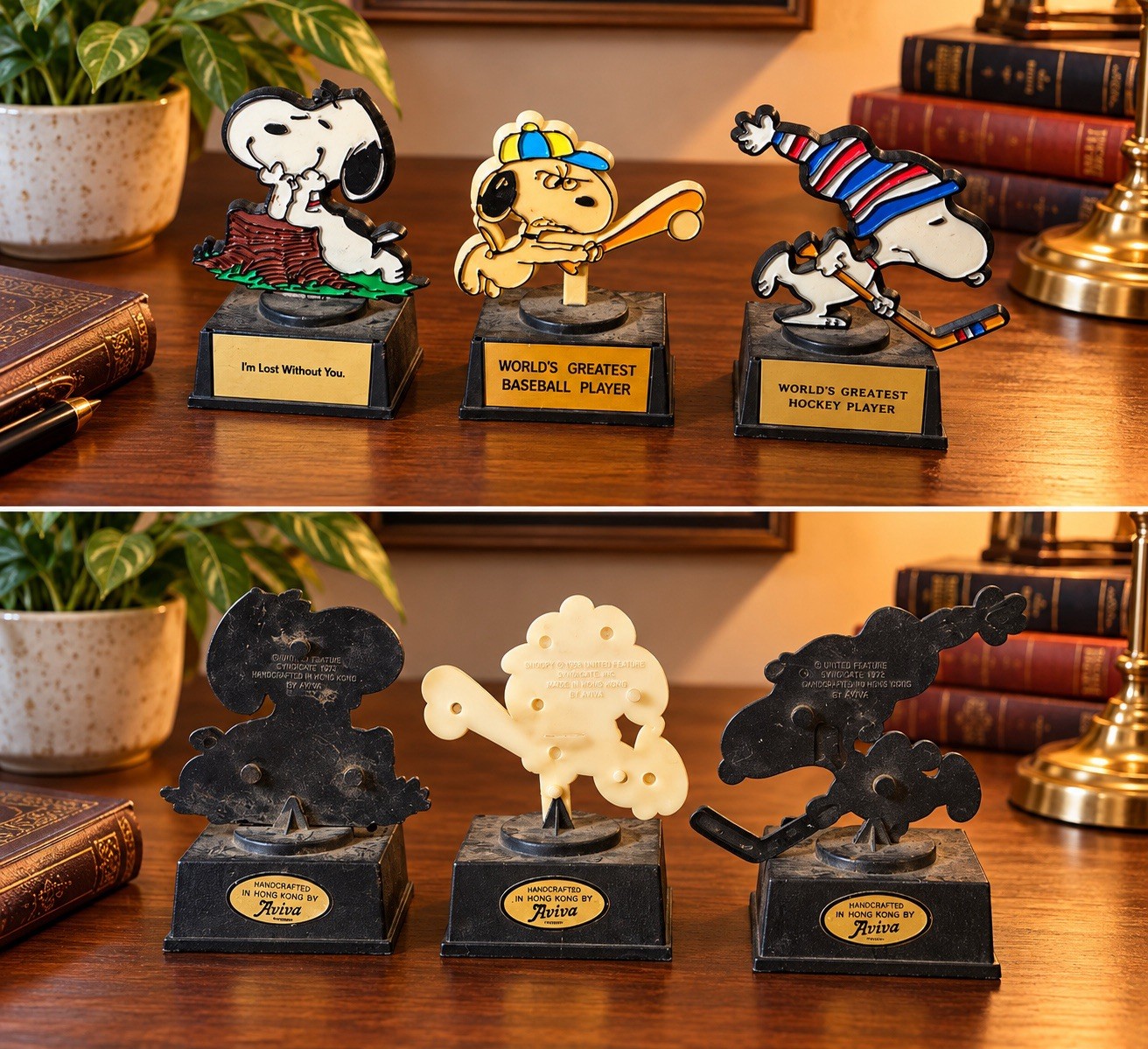 Vintage 1972 Aviva Snoopy World’s Greatest Hockey Player Peanuts Trophy