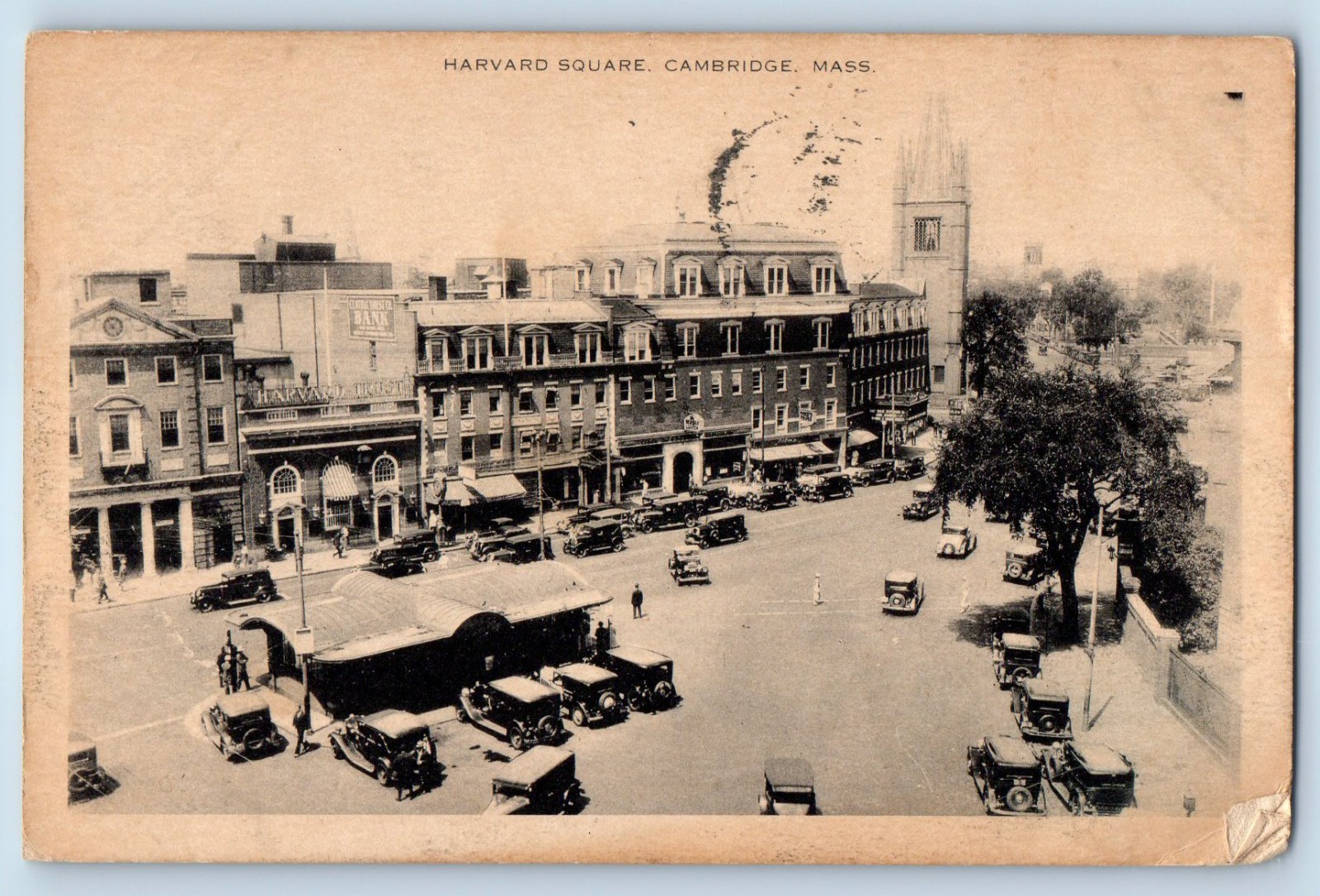 c1939 Cambridge Massachusetts Vintage Postcard Harvard Square Air View Building