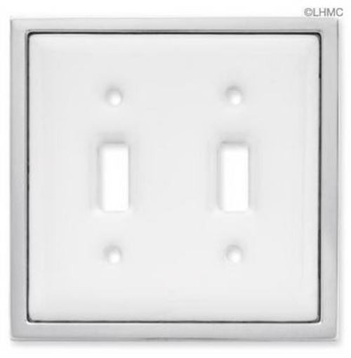 Double Switch Wall Plate - Ceramic with Chrome Trim Double Switch Wall Plate - Ceramic with Chrome Trim