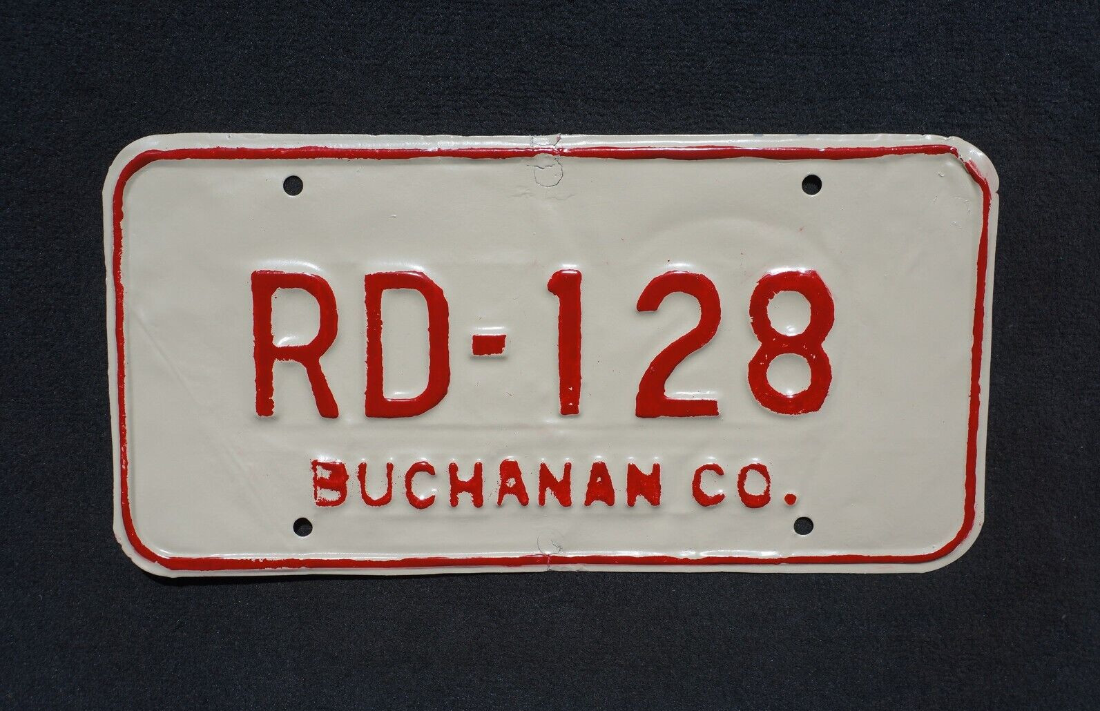 Vintage BUCHANAN County MISSOURI License Plate # RD - 128