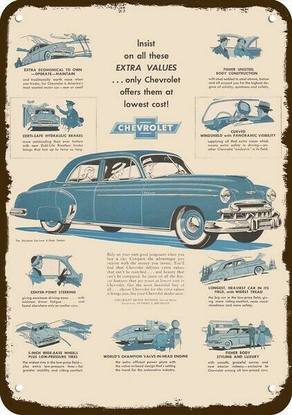 1949 CHEVROLET STYLELINE Deluxe Car Vintage-Look DECORATIVE REPLICA METAL SIGN