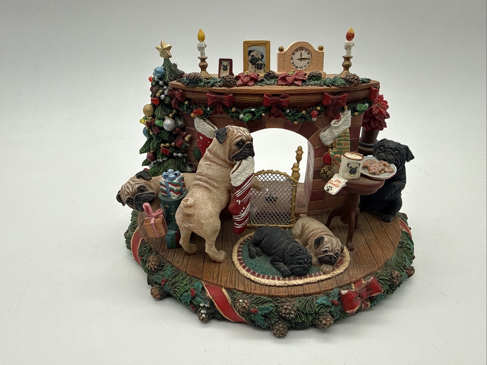 Danbury Mint Pug dogs Lighted \