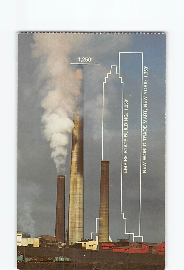 Postcard Highest Smoke Stack in Sudbury Ontario Canada