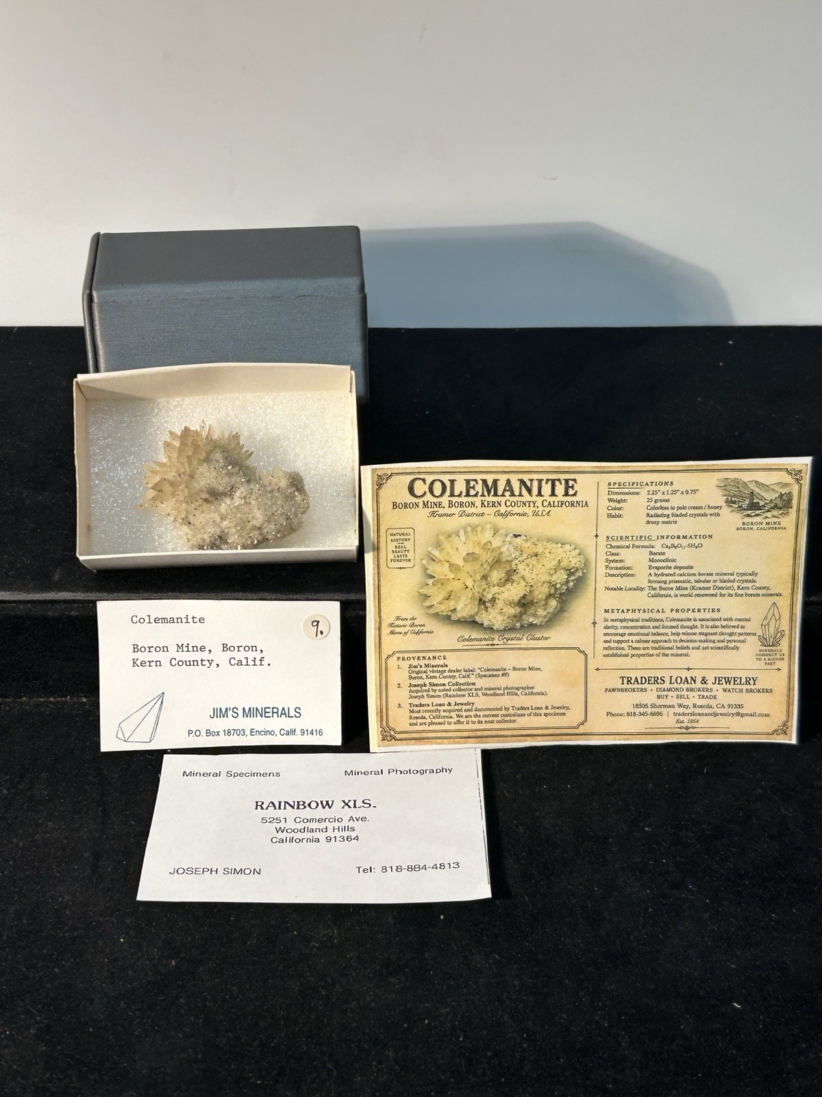 Colemanite Crystal Cluster Boron Mine Kern County CA Joseph Simon Provenance