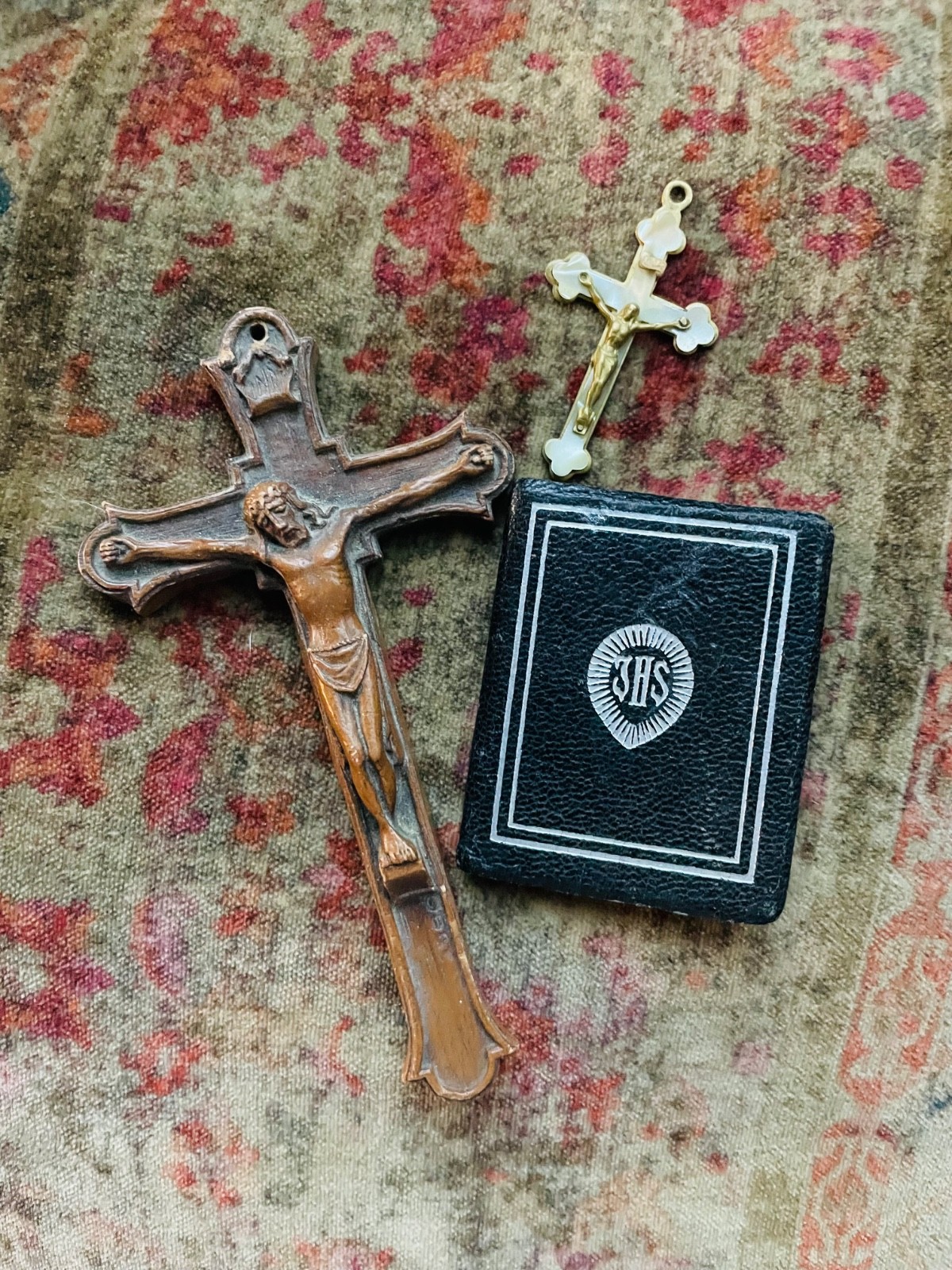 Vintage Crucifix Miniature Book Little Manual of Catholic Devotions Lot Crosses